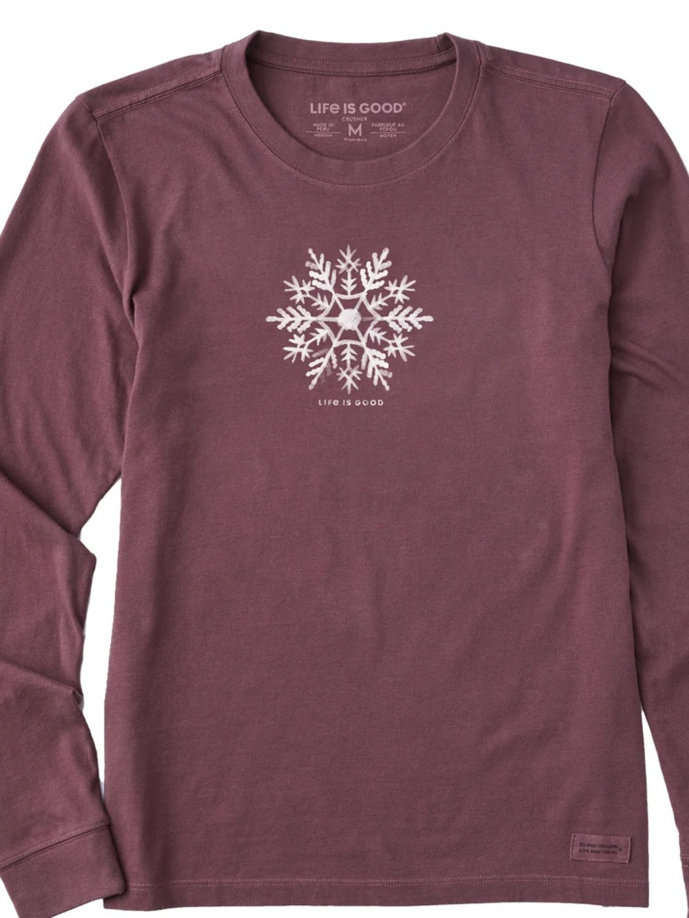 Life Is Good Women's Long Sleeve Snowflake Tee - Light pink